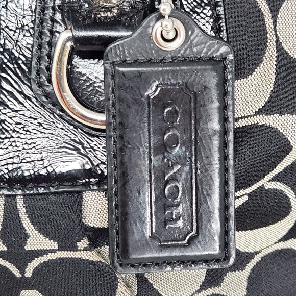 Coach Black Ashley Satchel Shoulder Bag Sateen Pleated Handbag Purse Pocketbook - Picture 9 of 16